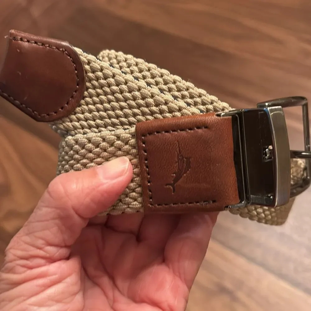 NEW Tommy Bahama Two Sided Brown and Tan Woven Belt with Leather Trim - L/XL